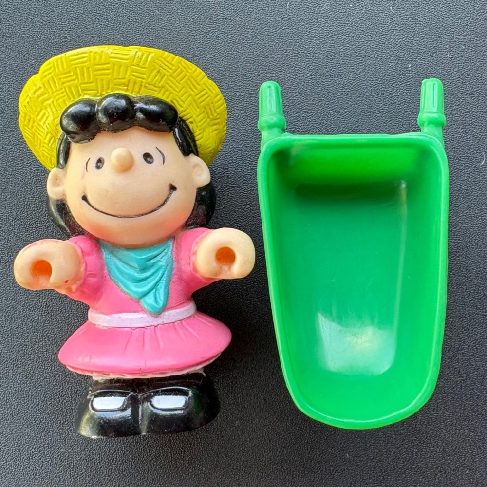 Vintage 1989 McDonalds Happy Meal Toy Peanuts Lucy van Pelt with Wheelbarrow